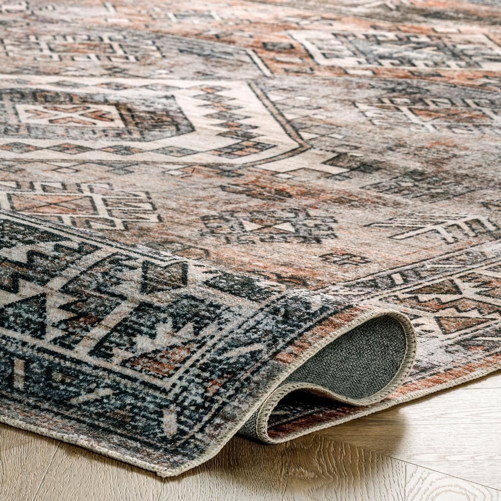 Nuloom 8x10 Machine Washable Rain Haven Vintage Medallion Indoor Area Rug, Rust Non-Slip Backing, Stain Resistant, BedroomLiving Room, Kitchen