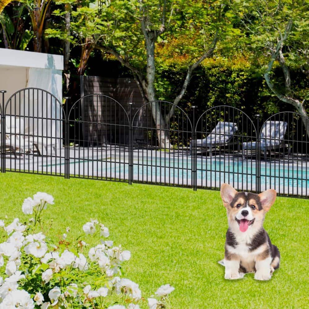 Tall Garden Fence Animal Barrier with Gate, 32 in(H) 16 Panels Garden Fences and Borders for Dogs, Dog Fence Outdoor for Yard, Total Length 35 Ft Metal Temporary Fencing│Patented