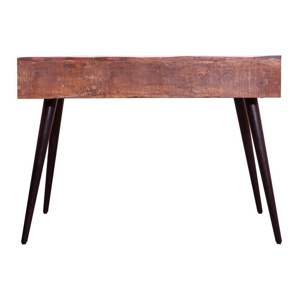 43" 2 Drawer Reclaimed Wood Console Table with Angled Legs and Pastel Accent Brown/Black - The Urban Port: Handcrafted, Cut Out Handles