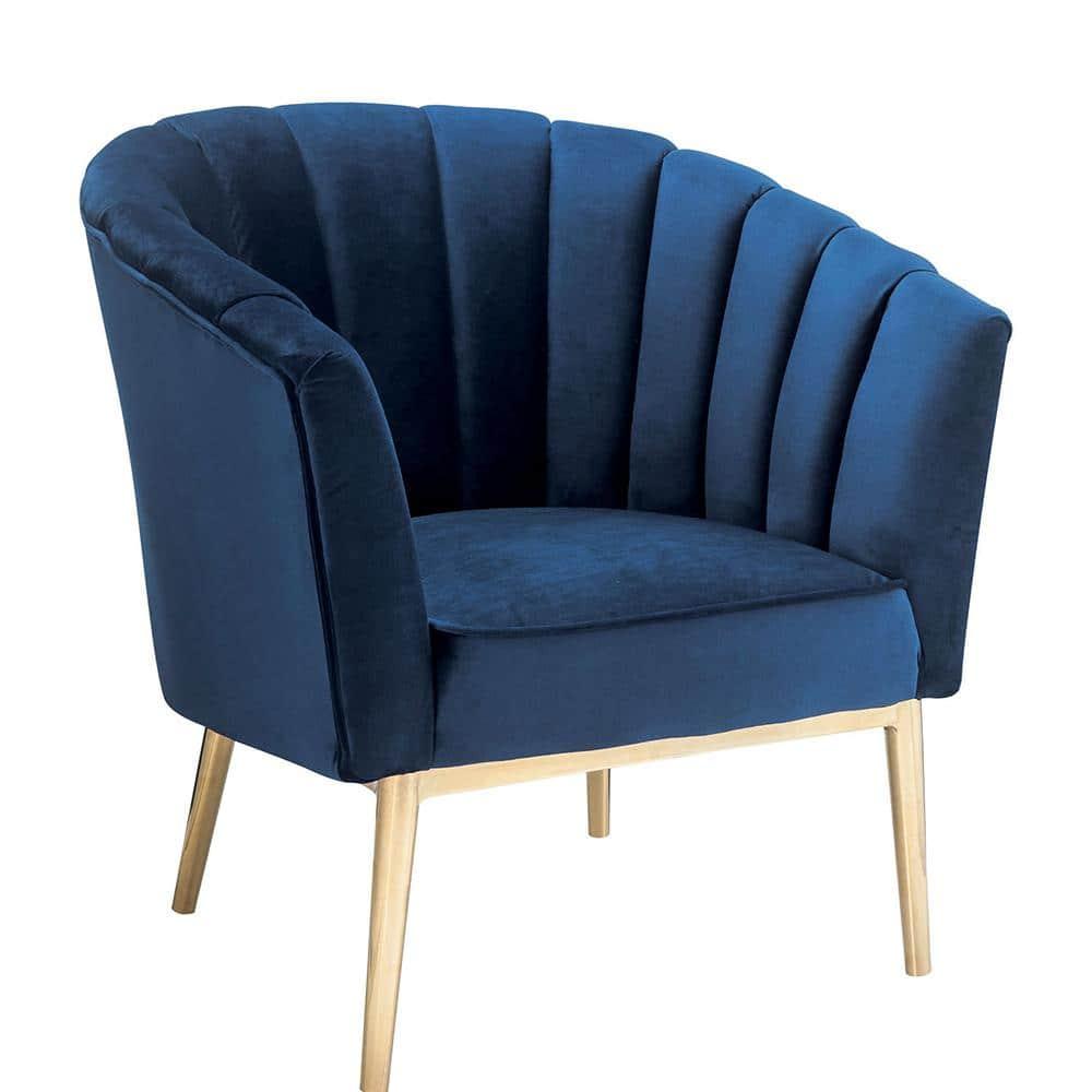 31" Colla Accent Chair Midnight Blue Velvet/Gold Finish - Acme Furniture
