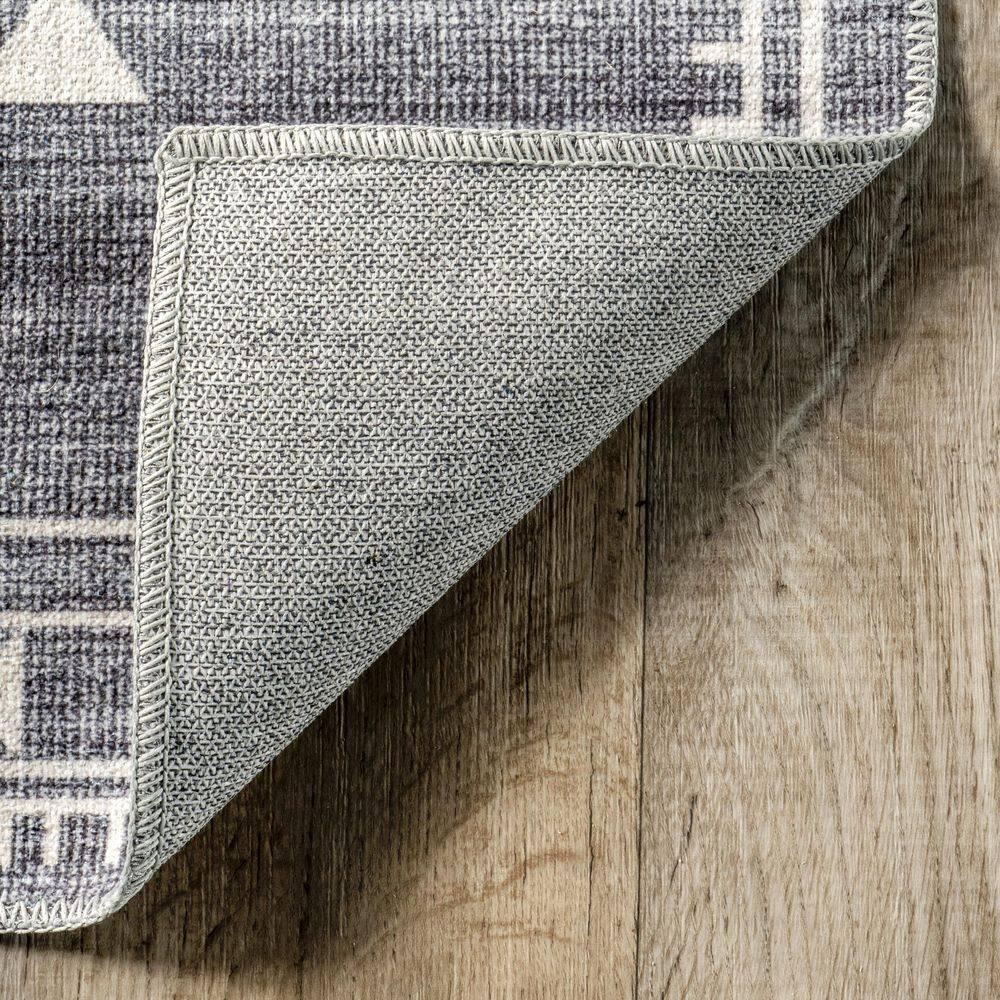 Nuloom Evalyn Diamond 8x10 Machine Washable Indoor Area Rug for Living Room Bedroom Dining Room Kitchen, Grey/Ivory