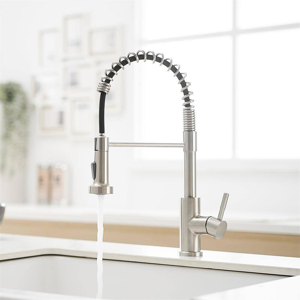 Fairub MAMCPM Brushed Nickel Kitchen Faucet With Pull Down Sprayer, Stainless Steel Kitchen Sink Faucets