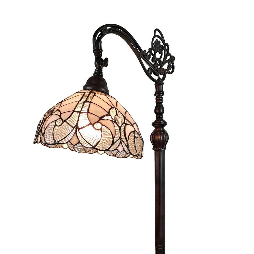 Amora Lighting Tiffany Style White Reading Floor Lamp 62" High