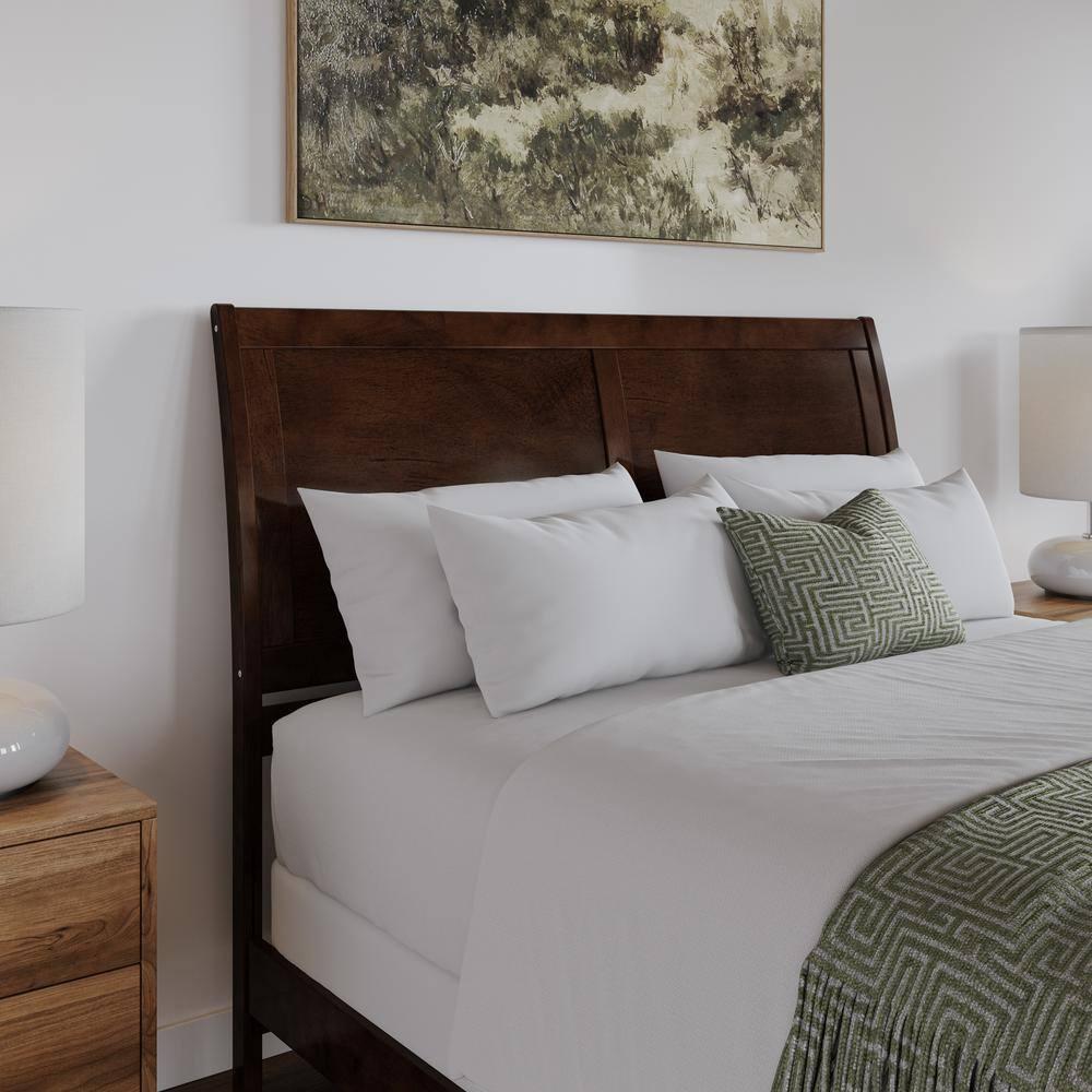 Portland Queen Wood Foundation Bed with Matching Footboard in Walnut