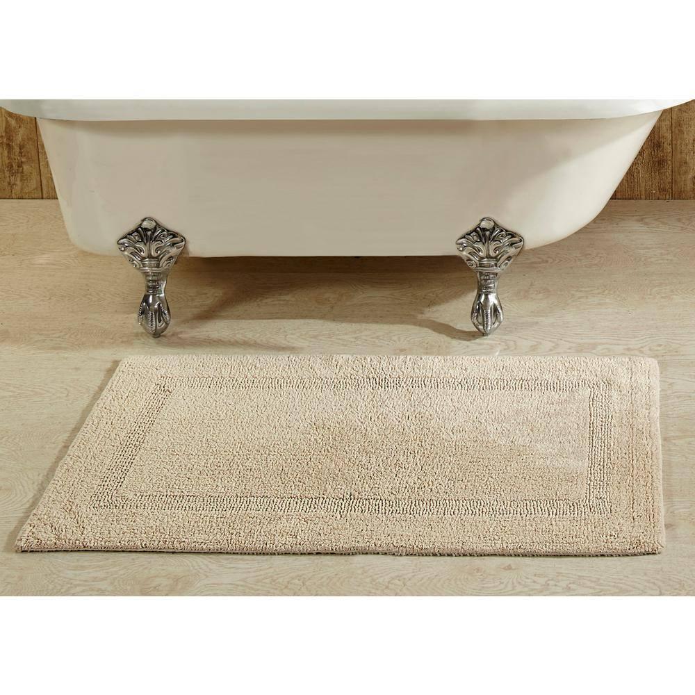 Better Trends 21" x 34" Premium Bathroom Rug Mat, 100% Cotton, Extra Soft Tufted Door Mat, Water Absorbent & Reversible Bath Mat (Sand) Lux Collection