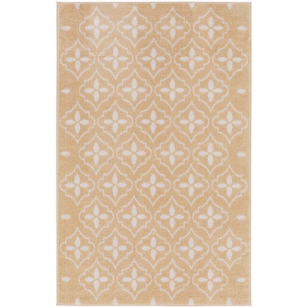 Nourison Essentials Moroccan Modern Indoor Outdoor Rug Beige Ivory 4' x 6'