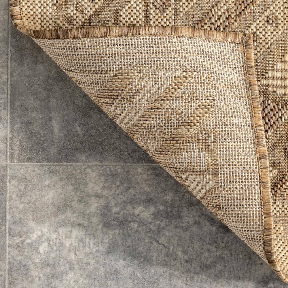 Steelside™ Zac Geometric Indoor/Outdoor Area Rug for Living Room Patio Deck Front Porch Kitchen, Brown/Ivory