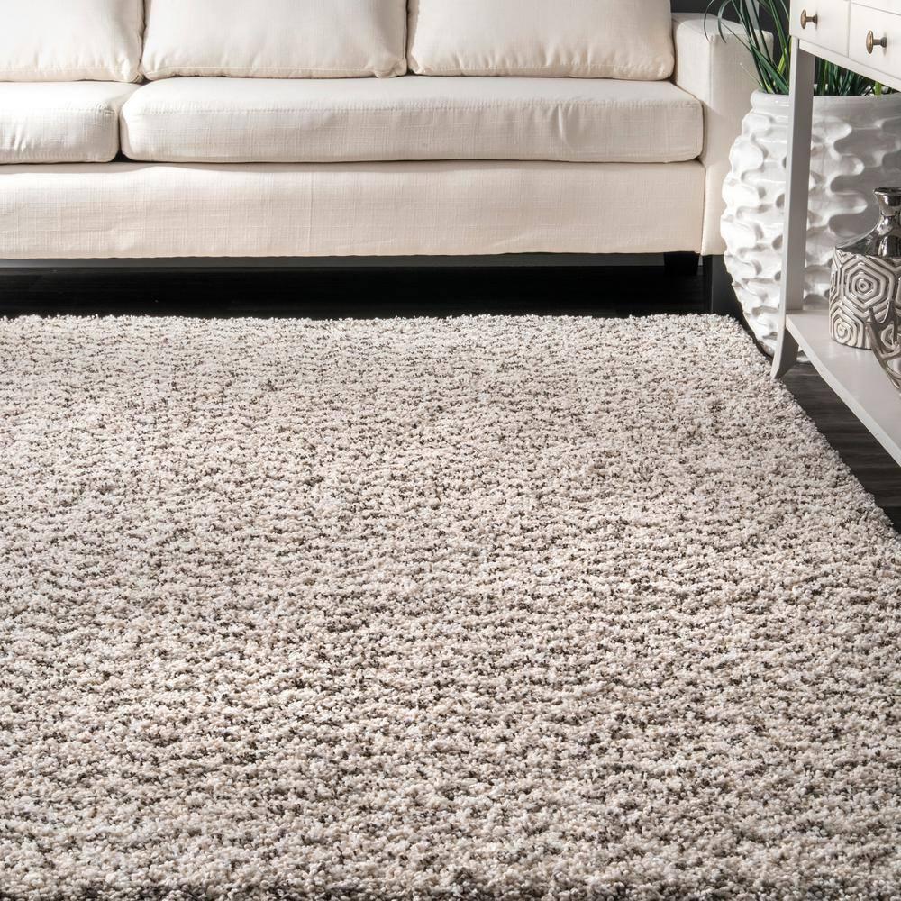 Cuellar Chevron Shag Ivory 9 ft. x 12 ft. Area Rug