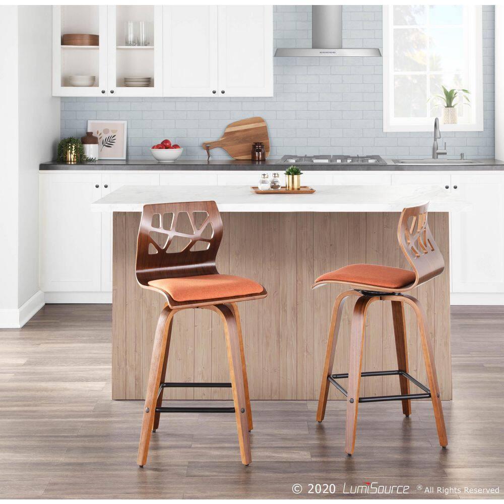 George Oliver Lakyia Swivel Upholstered Counter Stool (Set of 2)