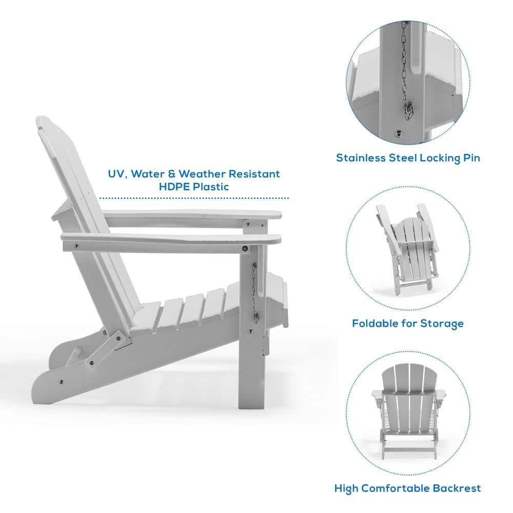 JUSTLET Outdoor Patio Chair, HDPE Folding Adirondack Chair Set of 2, Orange