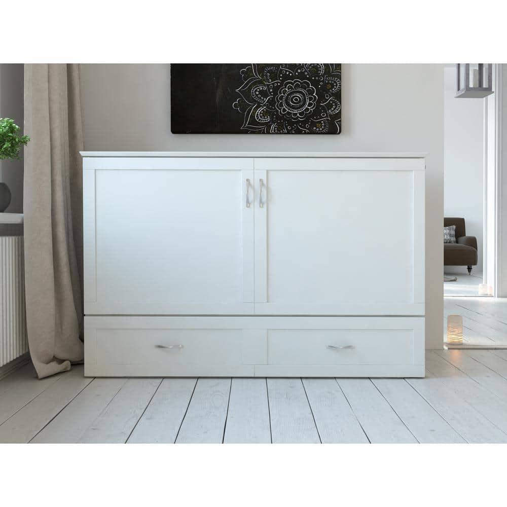 Hamilton Murphy Bed Chest Queen White with Charging Station