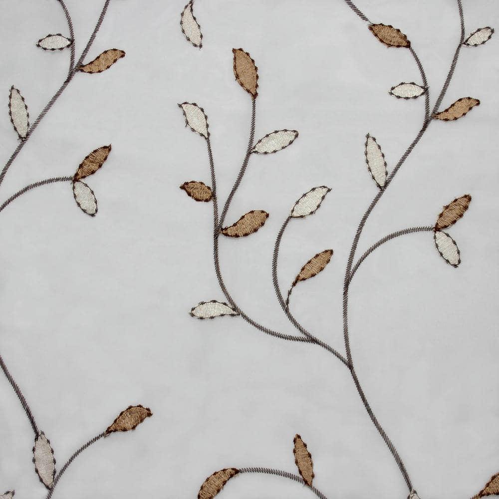 Grommet Curtain Panel, Embroidered Sheer Extra-Wide, Beige 54" x 84"