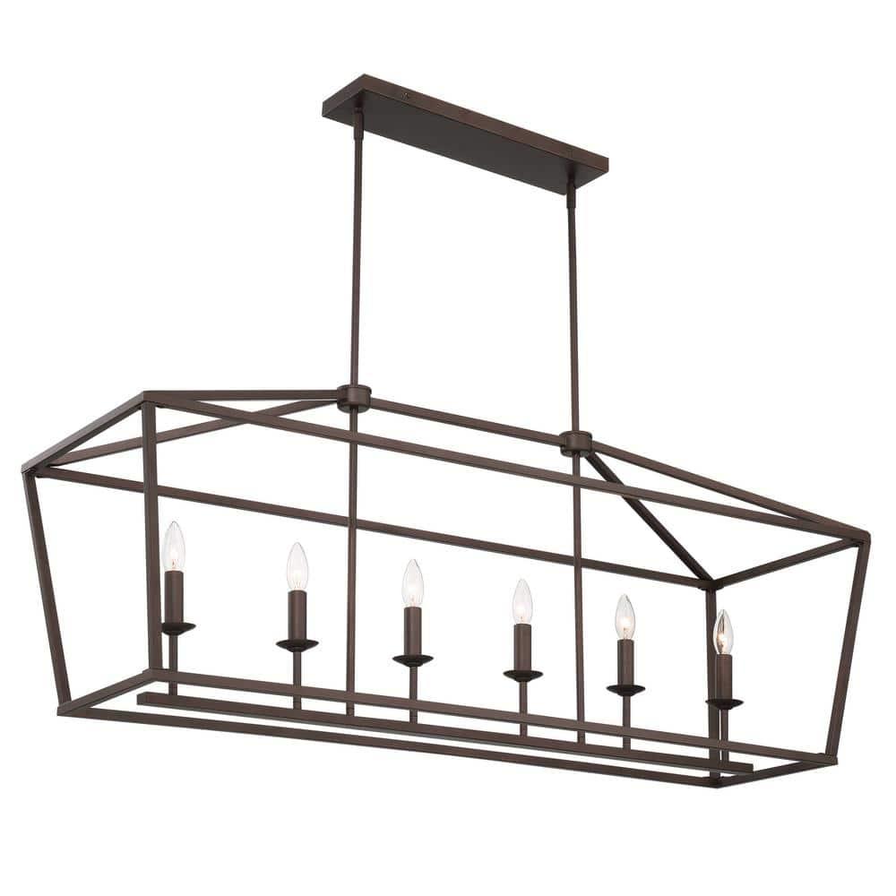 Vanity Art 6 Lights 14.96" Kitchen Living Room Island Linear Pendant Chandelier Modern Hanging Light