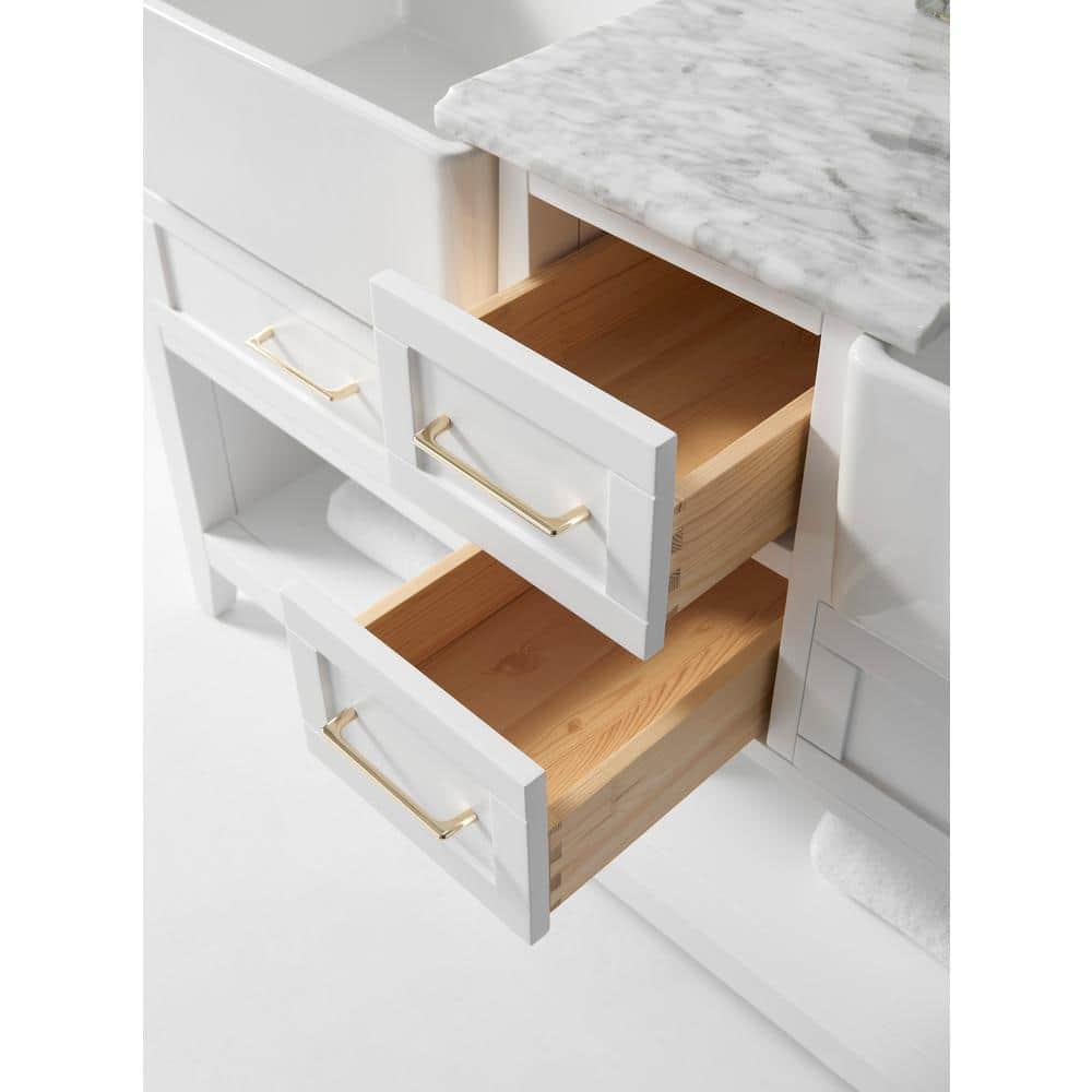 Ancerre Designs Hayley 60" Farmhouse Wood Bathroom Vanity Set in White