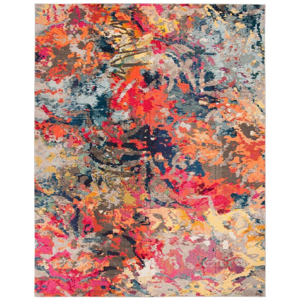 Monaco MNC258 Power Loomed Area Rug - Blue/Orange - 8'x10' - Safavieh.