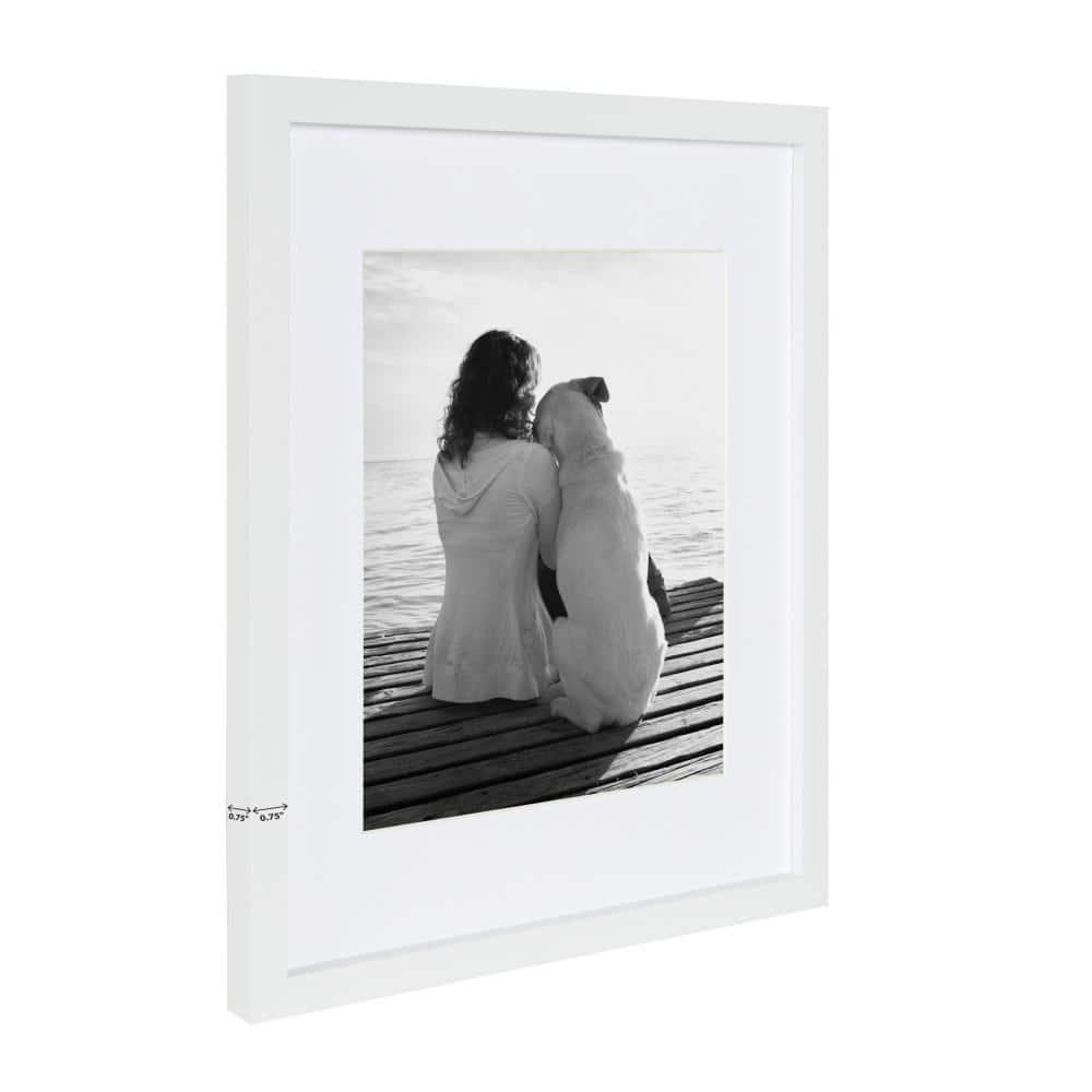 DesignOvation Gallery Rectangle Wood Wall Frame, 11x14 matted to 8x10, White