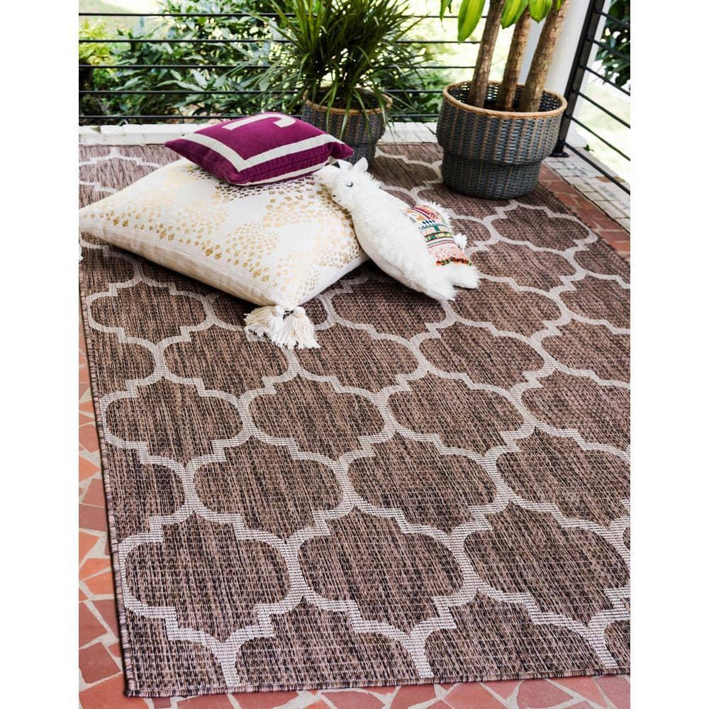Unique Loom 8' 0 x 11' 4 Rectangle Indoor/Outdoor Trellis Brown Area Rug