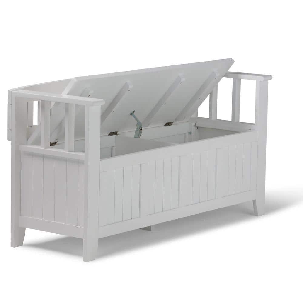 Simpli Home Acadian 48"W Solid Wood Entryway Storage Bench with Lift-Top Lid and Dual Compartments