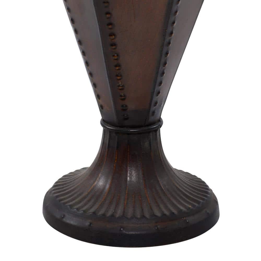 DecMode Brown Metal Umbrella Stand with Embossed Emblems