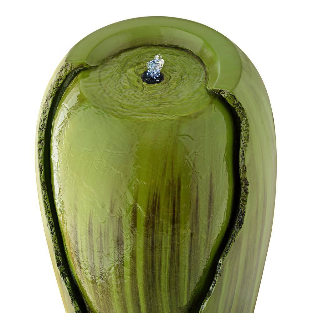 Green Antique Jar Outdoor Water Fountain with LED Lights