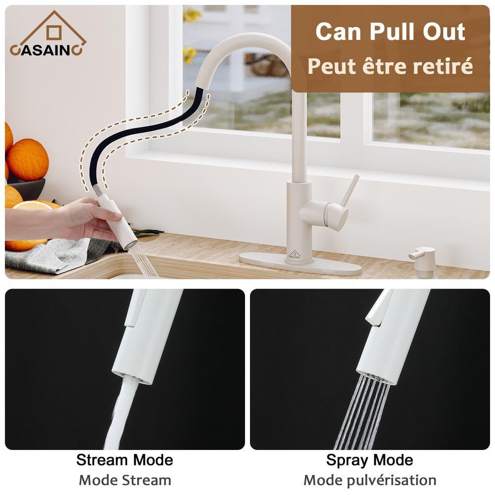 Willow Single-Handle Pull Down Sprayer Kitchen Faucet with Infrared Sensor, Soap Dispenser and Deck Plate