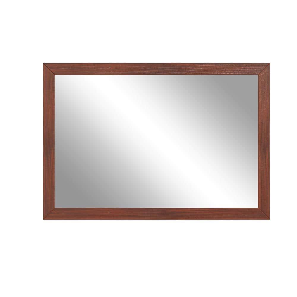 CASAINC  48in Solid Wood Framed Mirror in Multiple Color Frames Brown