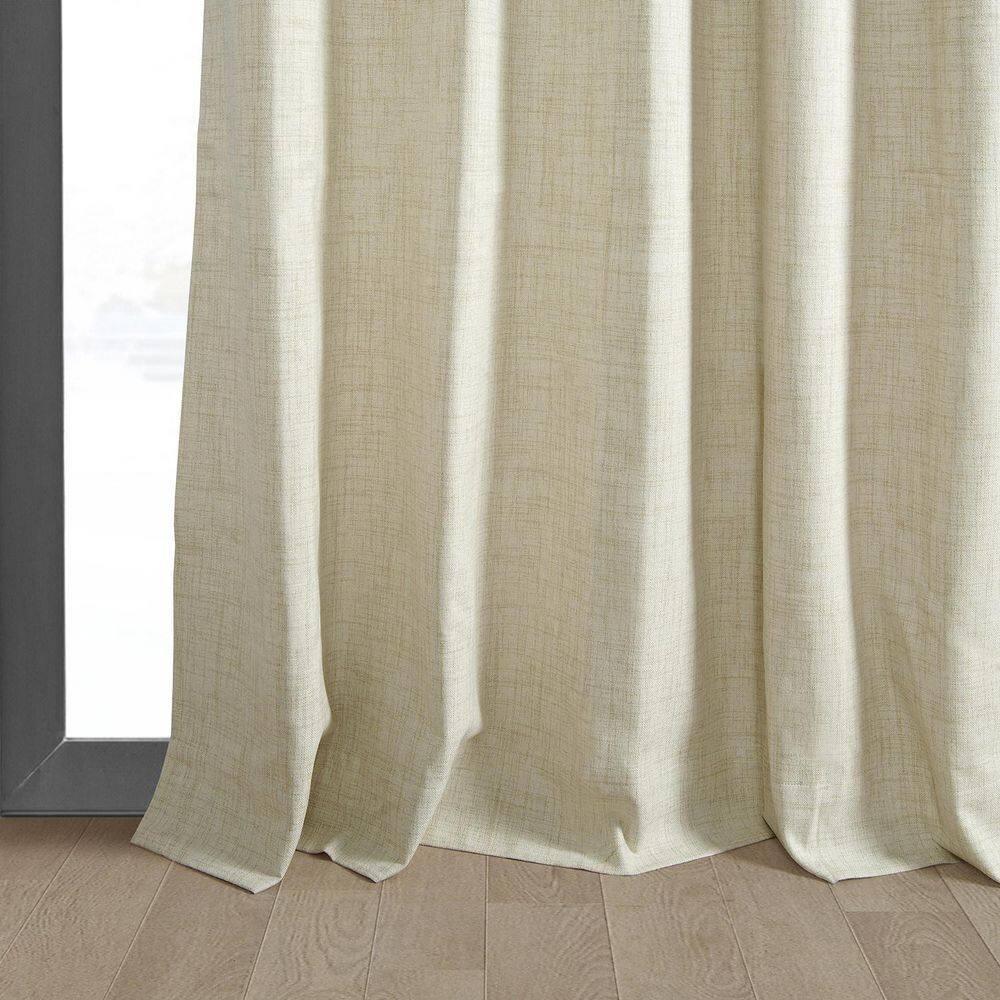 Natural Light Beige Vintage Thermal Cross Linen Weave Blackout Curtain (1 Panel), Natural Light Beige, 50W X 108L