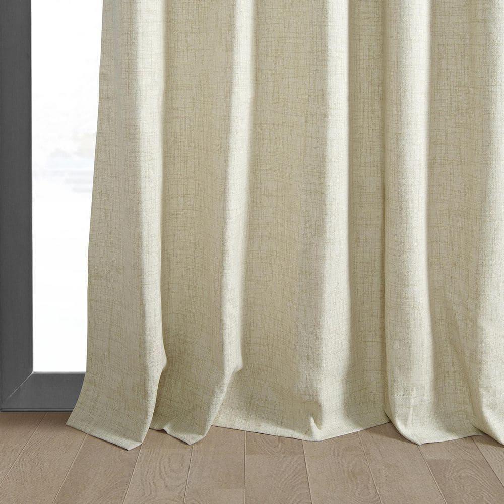 Natural Light Beige Vintage Thermal Cross Linen Weave Blackout Curtain (1 Panel), Natural Light Beige, 50W X 84L