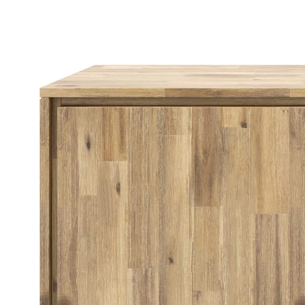 Simpli Home Lowry 60"W Solid Wood Modern Industrial 2-Door Sideboard Buffet with 3 Center Drawers