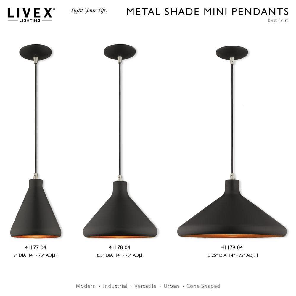 Livex Lighting Metal Shade 1 - Light Chandelier in  Black