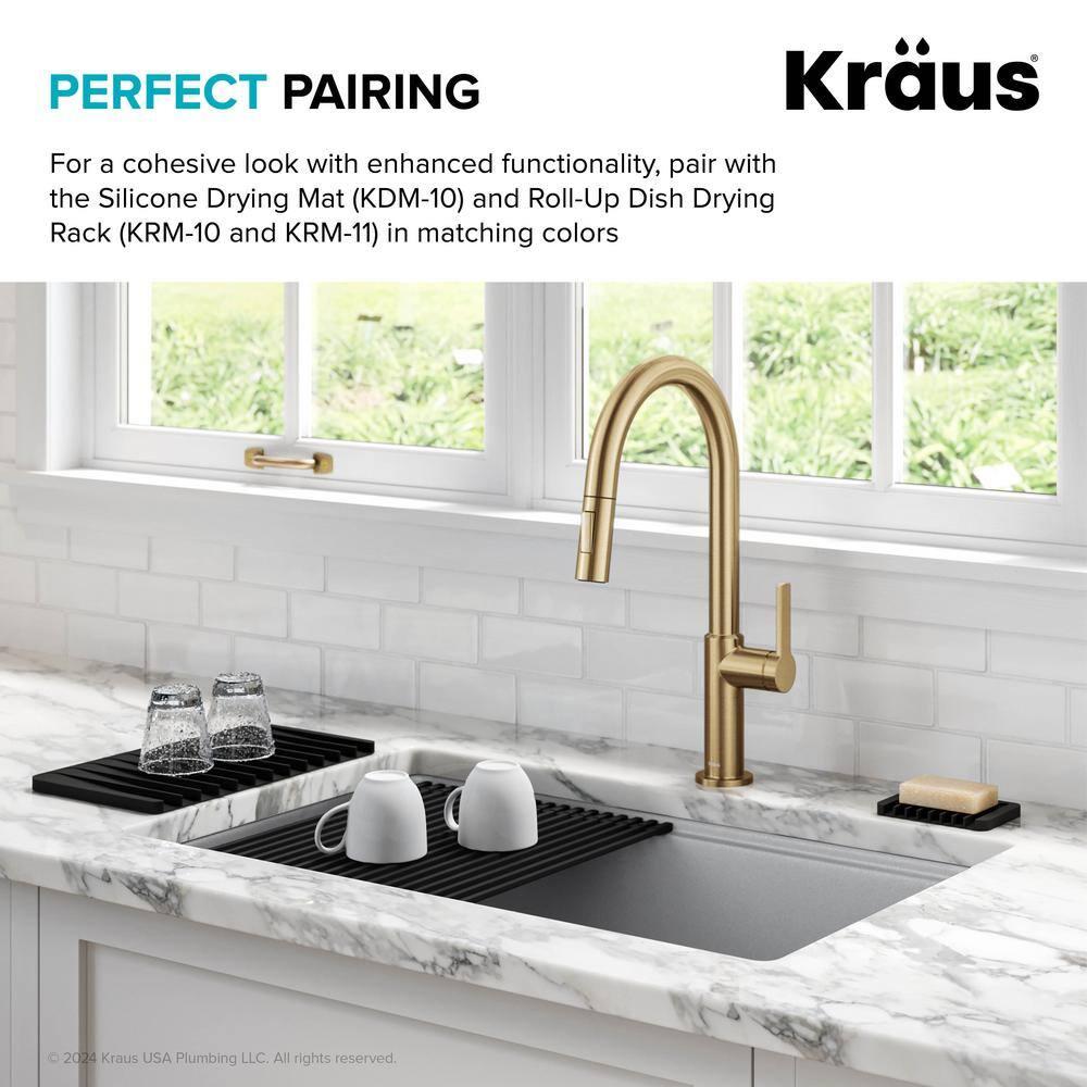 KRAUS Multipurpose Self-Draining Silicone Soap Dish/Sponge Holder for Bathroom or Kitchen Counter in Dark Grey, KDM-05DG