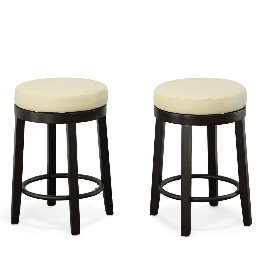 Carolina Classics Era Swivel 24" Counter Stool in Cream and Espresso (Set of 2)