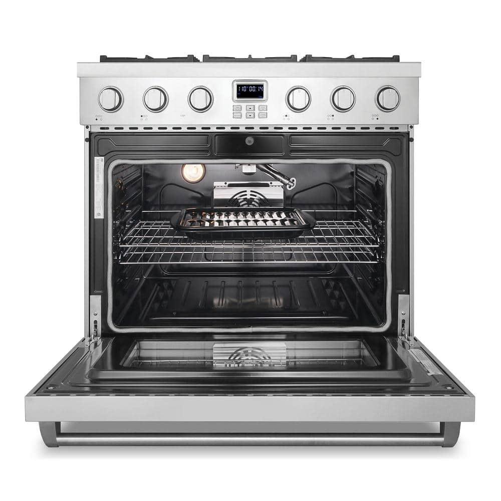 Cosmo Cosmo 36 in. Lumin Collection 6.0 cu. ft. Gas Range with 6 Sealed Gas Burners and Convection Oven in Stainless Steel COS-GRC366KB