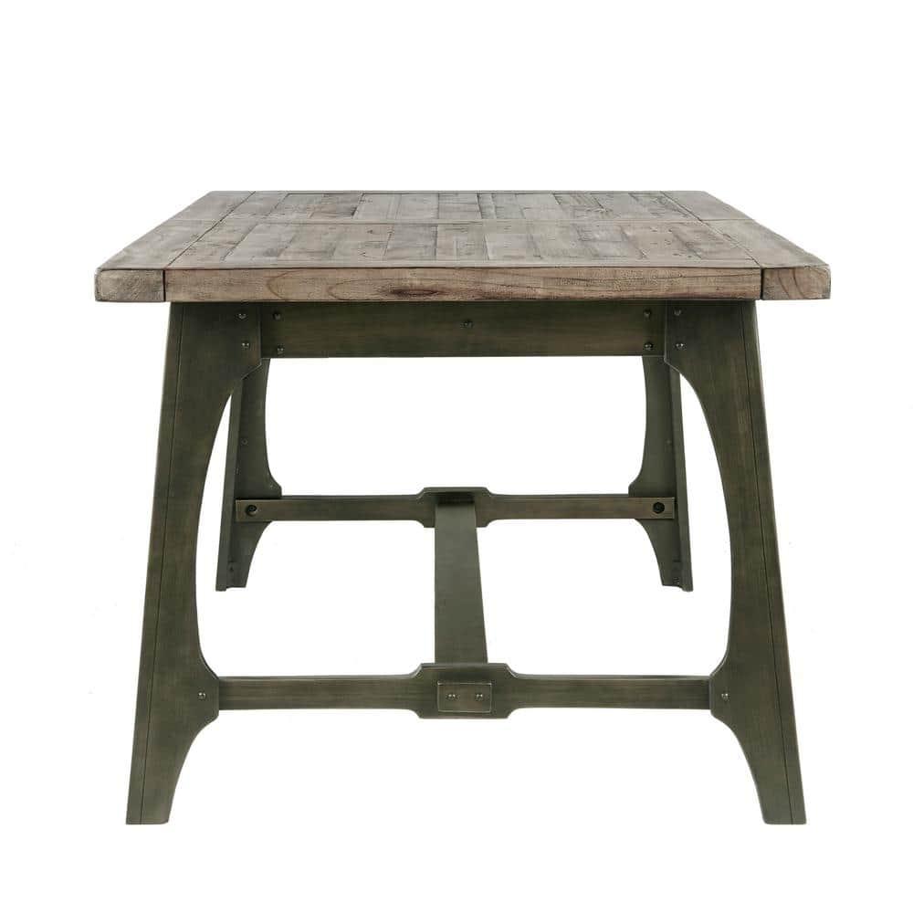 Ink+Ivy Oliver Extendable Dining Table Gray: Self-Storing Leaf, Seats Six, Antique Bronze Legs