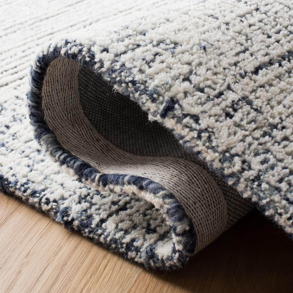 SAFAVIEH Abstract Augustine Geometric Wool Area Rug, Ivory/Navy, 10' x 14'