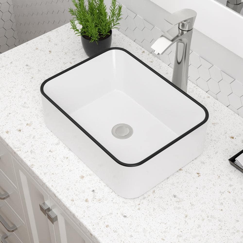 16"X12" White Ceramic Bathroom Vessel Sink Rectangle Bowl Vanity Sink