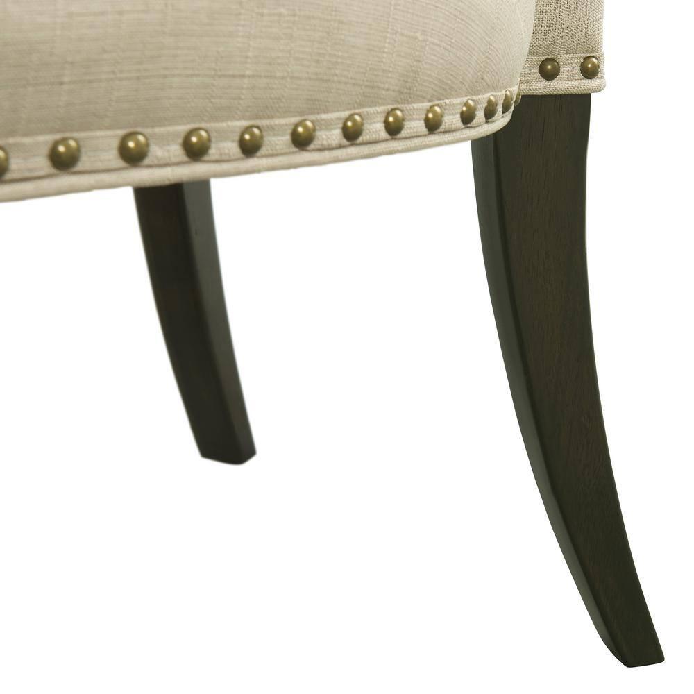 Set of 2 Savoy Upholstered Dining Armless Chairs Cream - Alaterre Furniture: Faux Leather, Nailhead Detail, Rubberwood Frame