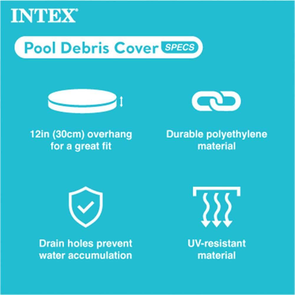 Intex 12 Foot x 30 Inch Round Metal Frame Above Ground Outdoor Swimming Pool Set with Filter Pump and Easy Set Round Vinyl Pool Cover, Blue
