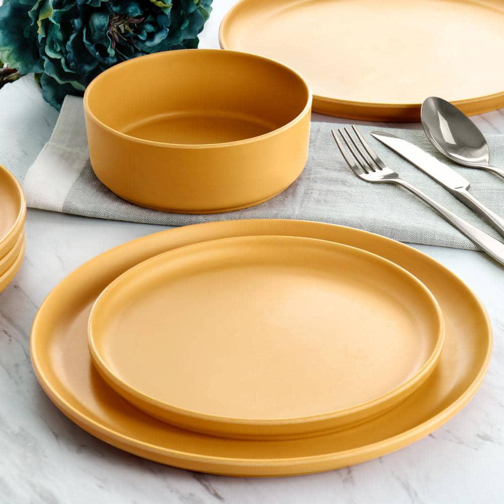 Gibson Home Canyon Crest 12-Piece Stackable Matte Melamine Dinnerware Set