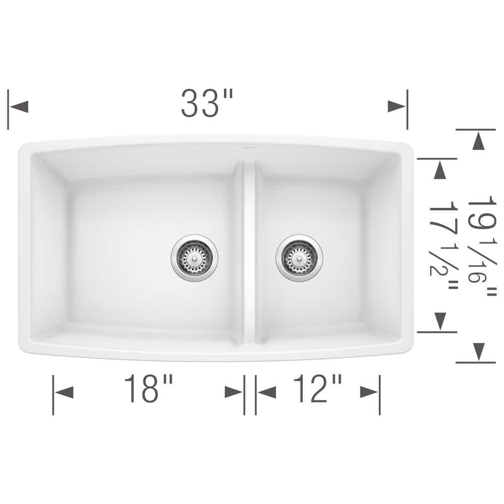 Blanco PERFORMA Medium 1-3/4 with Low Divide SILGRANIT Sink White