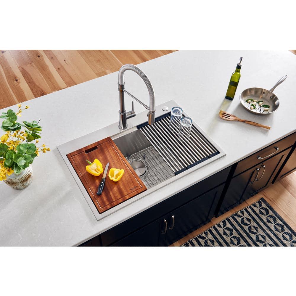 Ruvati LedgeFit Solid Wood Replacement Cutting Board for Ruvati Workstation Sinks