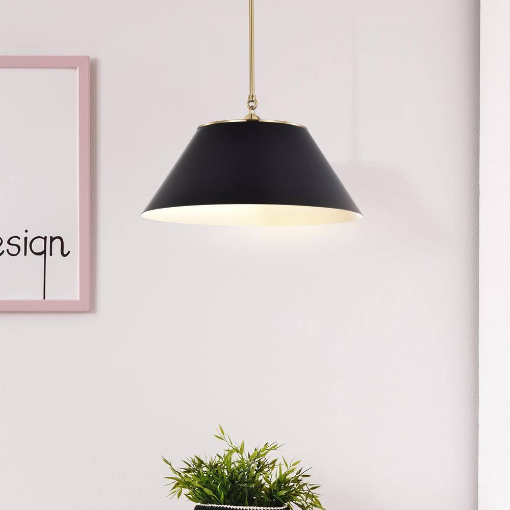 60/7414-Nuvo Lighting-Dover - 3 Light Large Pendant In Mid-Century Modern Style-13.75 Inches Tall and 20 Inches Wide-Black/Vintage Brass Finish
