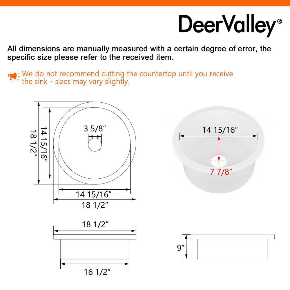 Circular Fireclay 18.5" x 18.5" Undermount/Drop-In Kitchen Sink with Basket Strainer and Sink Grid