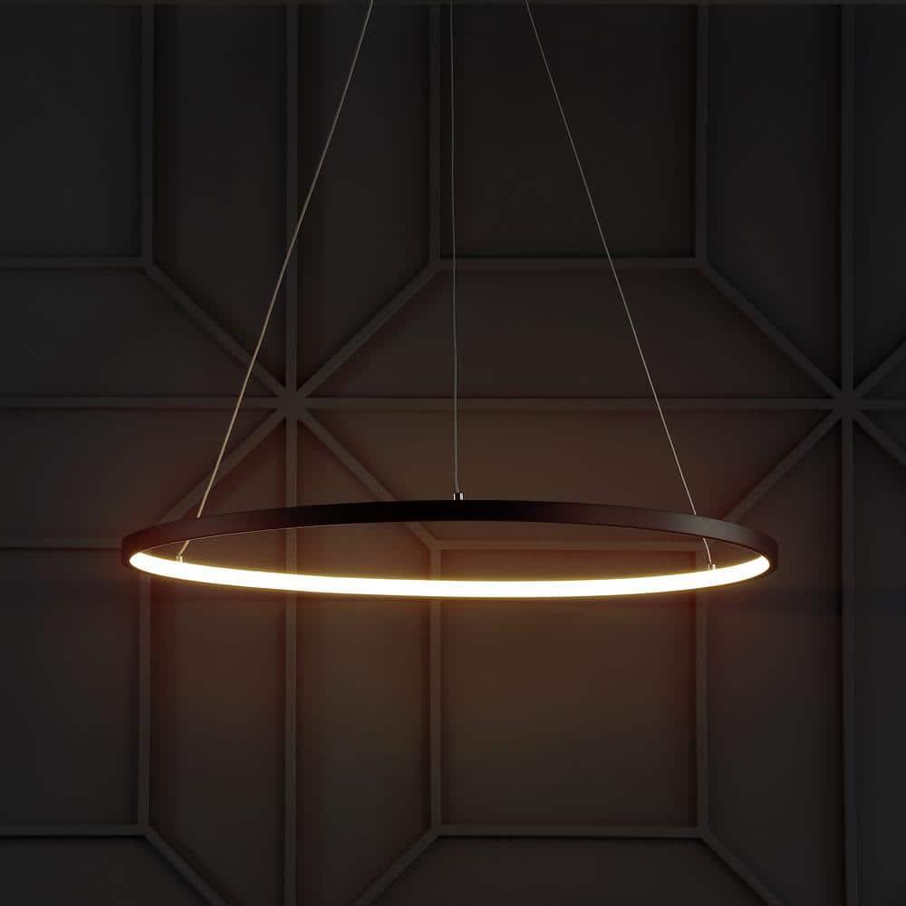 Brice 23.75″ Modern Contemporary Iron Integrated LED Pendant, Matt Black