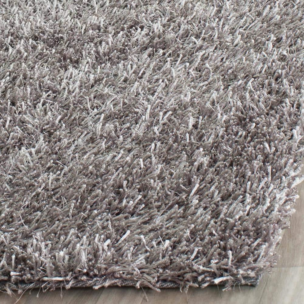 SAFAVIEH New Orleans Darius Solid Polyester Shag Area Rug, Grey, 5' x 8'