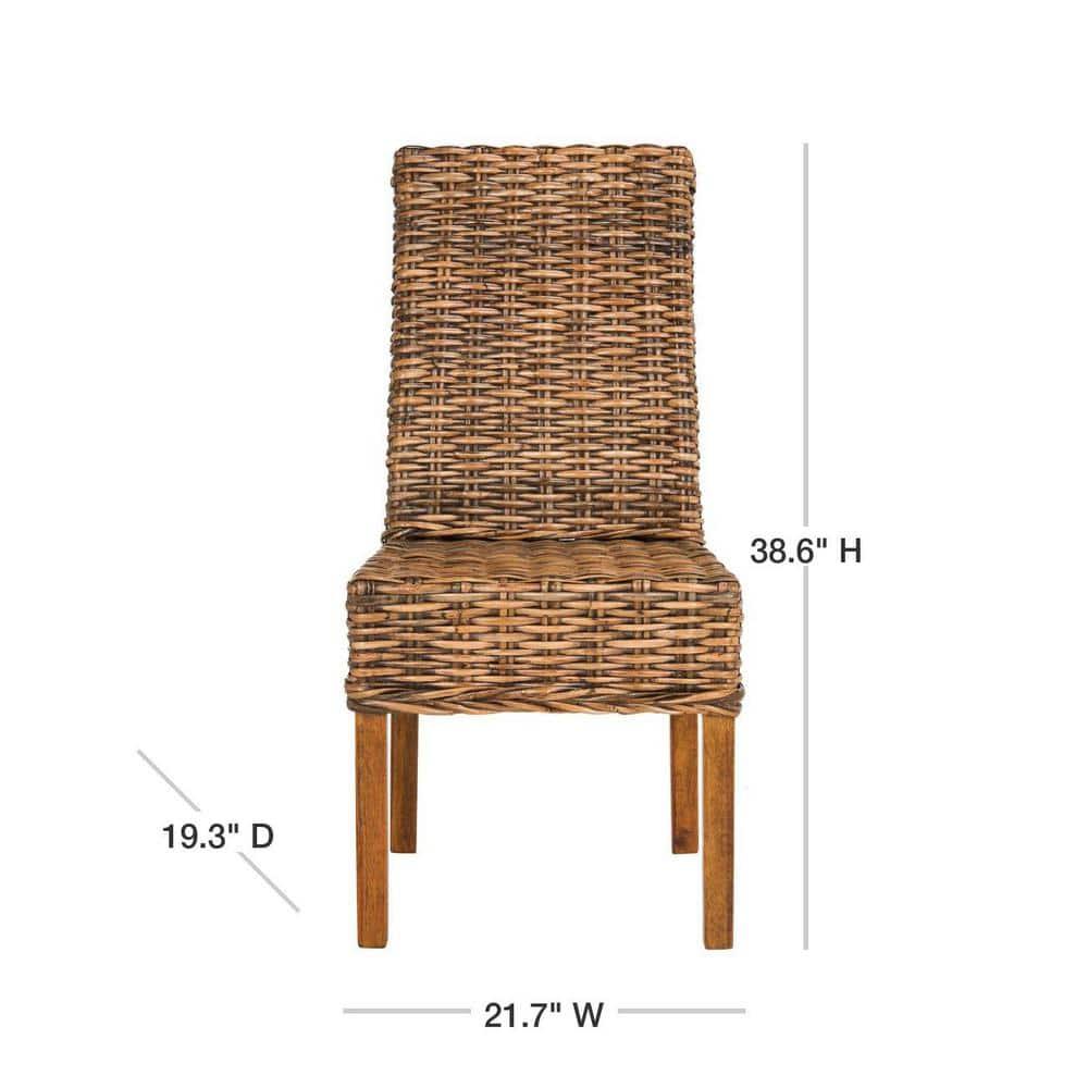 Sanibel 18"H Rattan Side Chair (Set of 2) - Brown - Safavieh