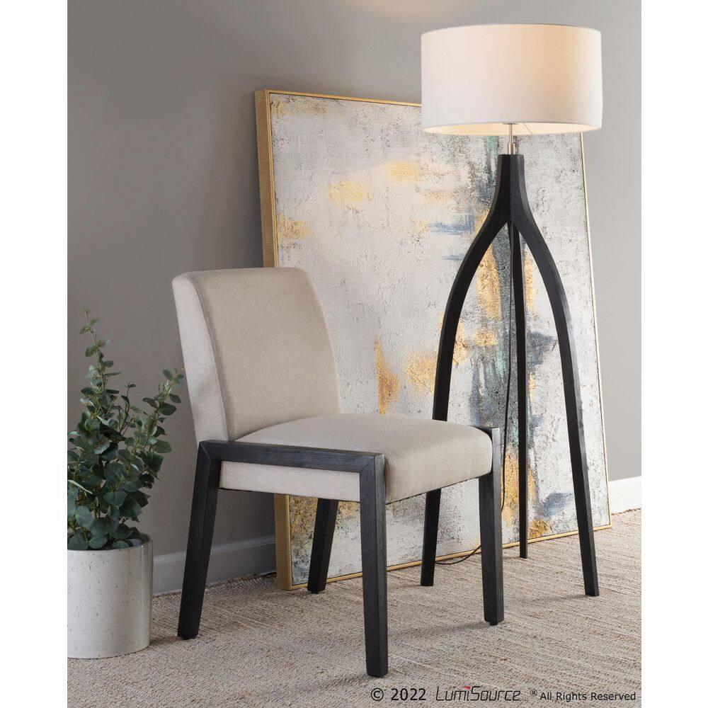 Set of 2 Carmen Dining Chairs Black/Beige - LumiSource: Elegant Upholstered, Contemporary Style, Foam-Padded Comfort