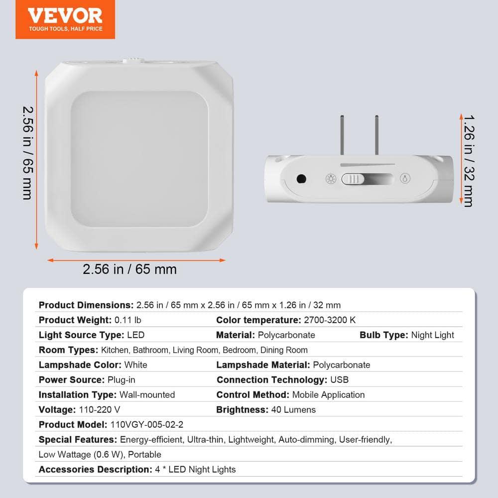 VEVOR LED Night Light, 2 Pack Plug in LED Night Light