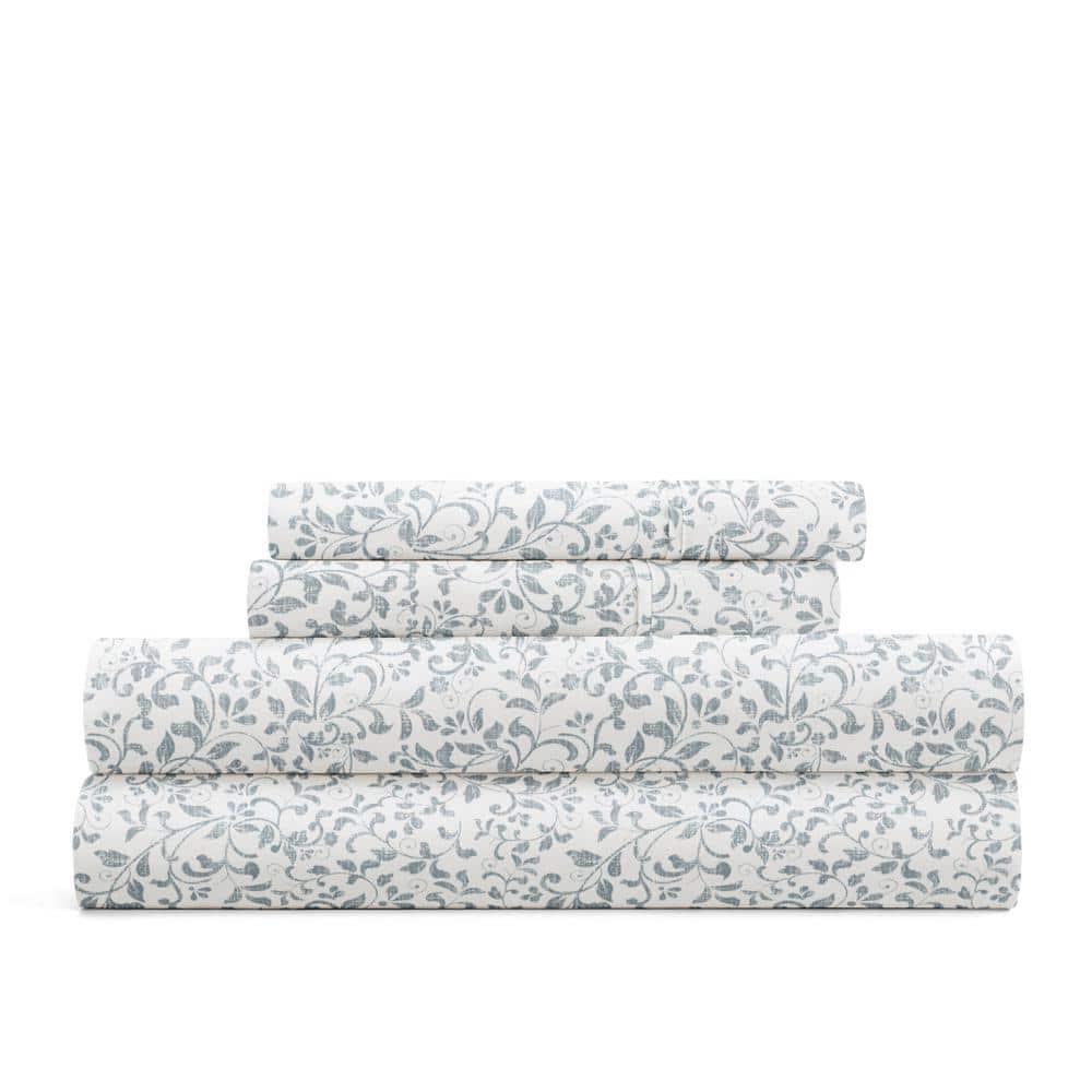 IEnjoy Home 4 Piece Sheet Set Patterned Microfiber Ultra Soft Bedding in Floral Dream