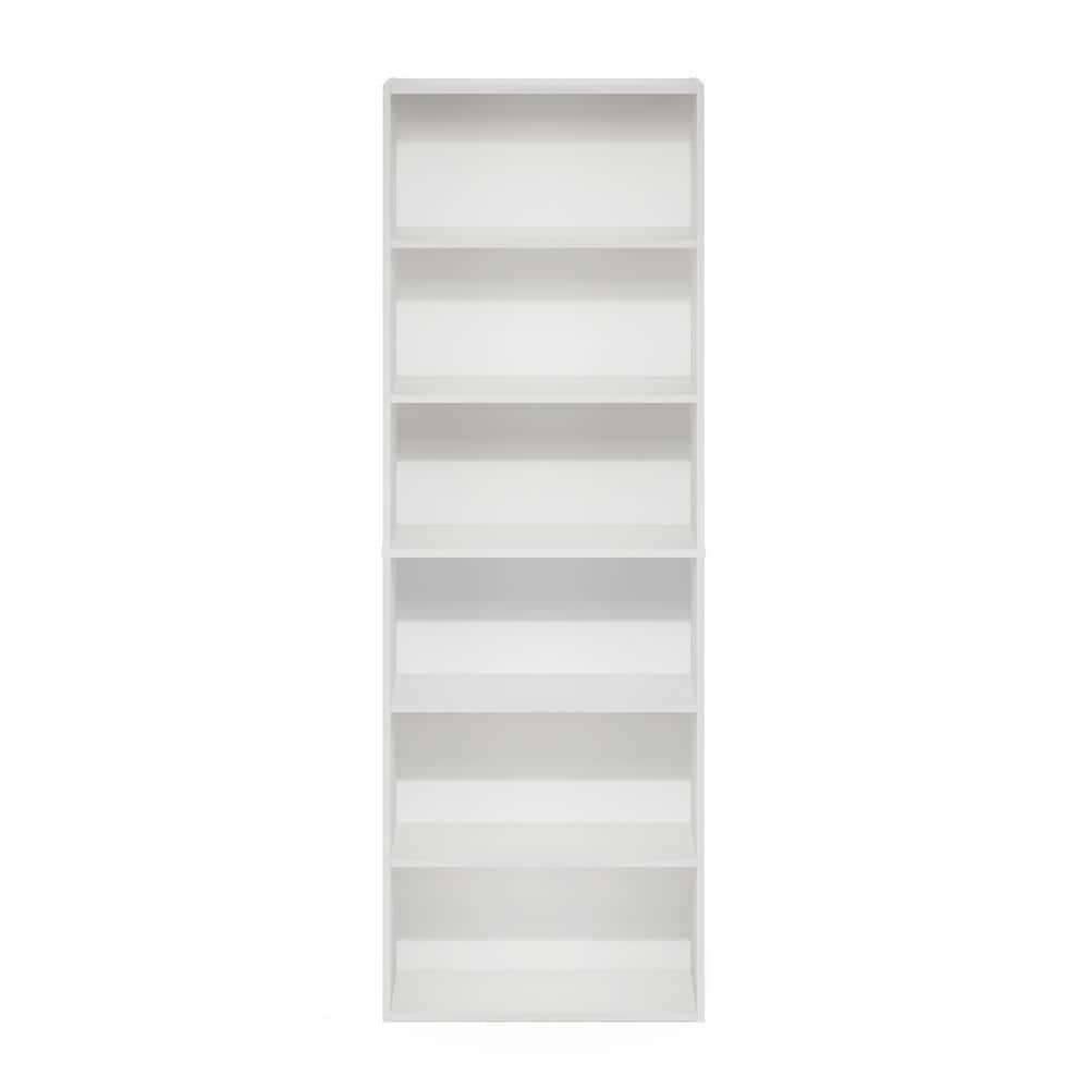 White Tall 6-Tier Open Storage Bookcase